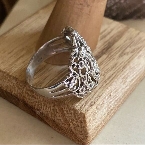 Plumeria Sterling Silver Ring Floral Ring Boho Ring - Picture 6 of 7